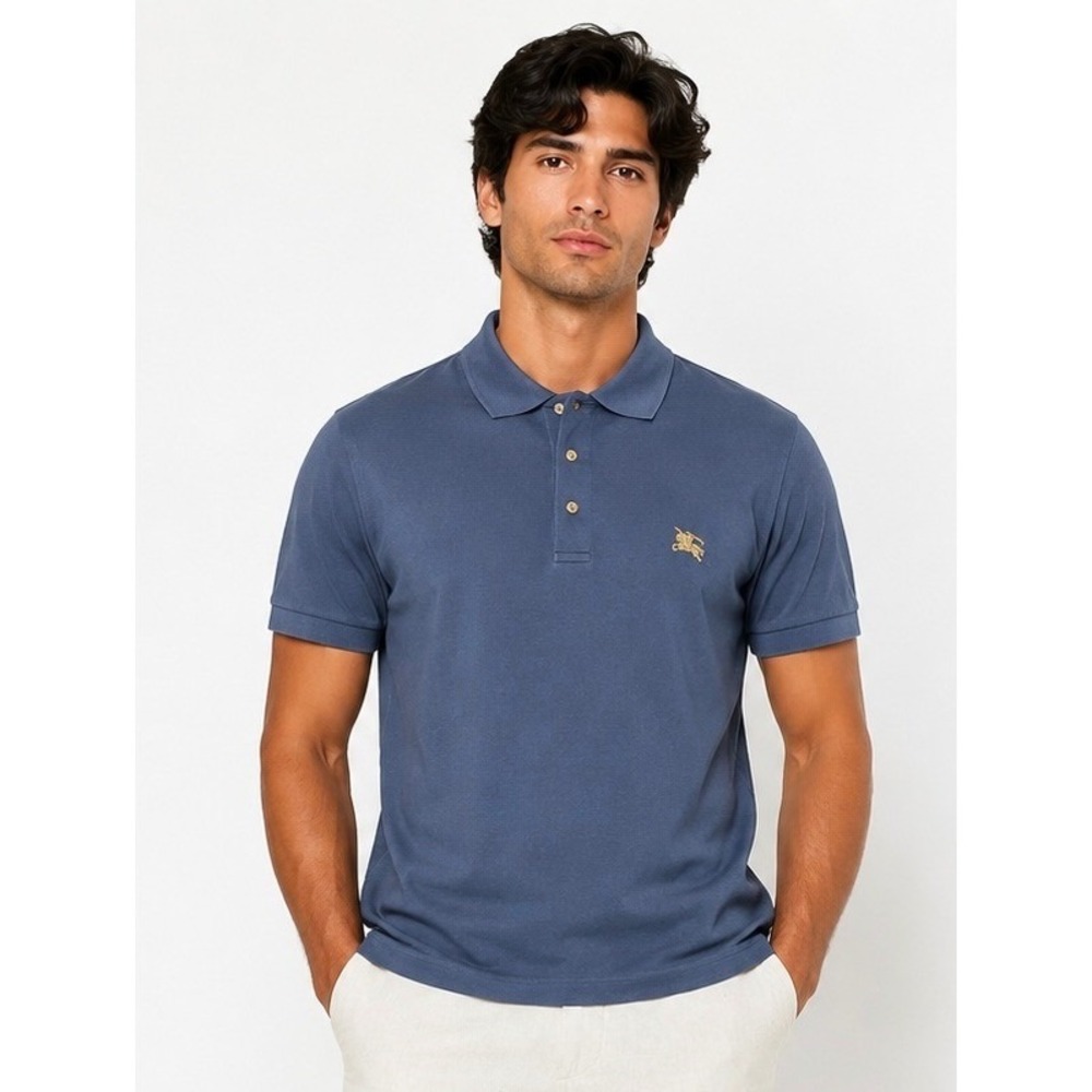 Burberry Polo Gold Logo Rare 100% Tag Gold Size M